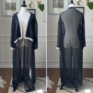 Daphne Grey Black Chiffon Lingerie Topper Housecoat Sexy Robe Plus Size 2X